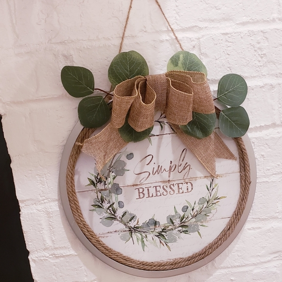 Simply Blessed farmhouse door wreath 12" - Picture 7 of 8